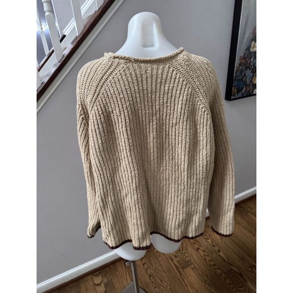 Zulu & Zephyr Sand Contrast Rib Knit Jumper Sweater Size AU 14 US 10 - Picture 3 of 3